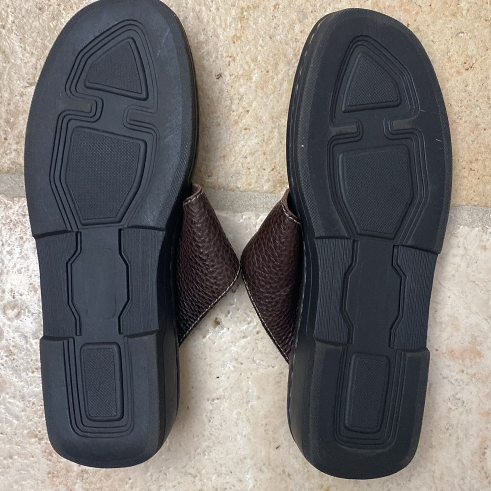 Cherokee Brown Slip On leather sandals chunky comfortable durable 9 fit like 8 - Picture 4 of 7